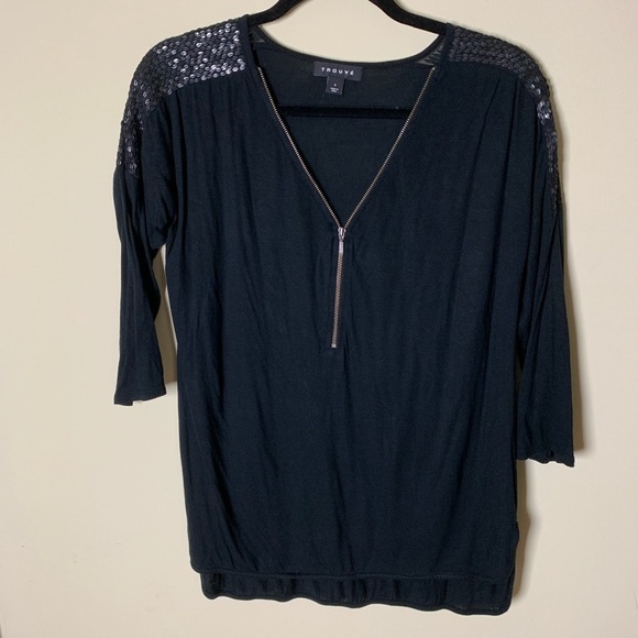 Trouvé Black Zipper Blouse Size Small - Picture 1 of 5